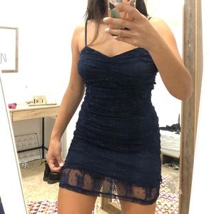 Navy blue Lulu lace dress.